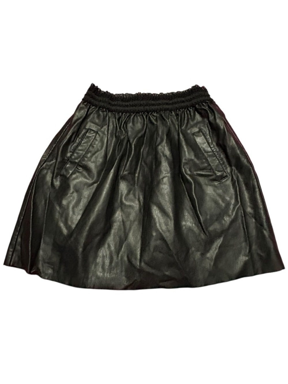 Zara Basic Collection. Black Faux Leather mini Skirt with Pockets. Size M